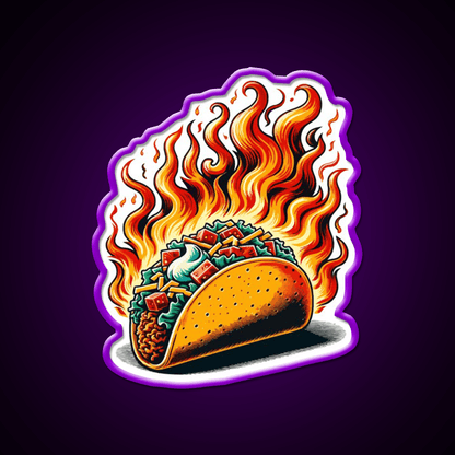 Mexican Taco On Fire Snack Food Led Neon Sign Rgb Color - Shineneon