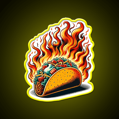 Mexican Taco On Fire Snack Food Led Neon Sign Rgb Color - Shineneon