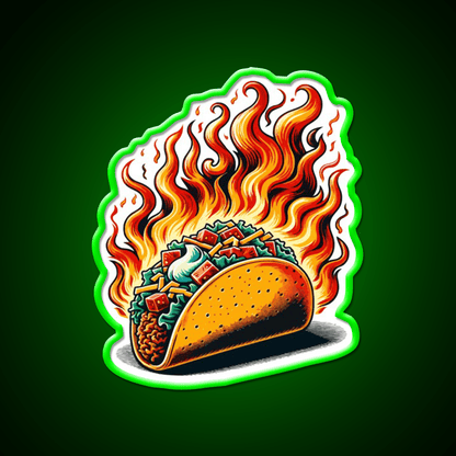 Mexican Taco On Fire Snack Food Led Neon Sign Rgb Color - Shineneon