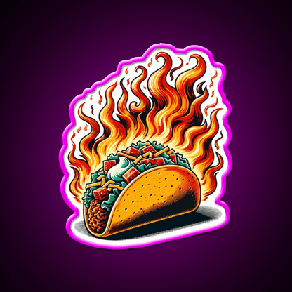 Mexican Taco On Fire Snack Food Led Neon Sign Rgb Color - Shineneon