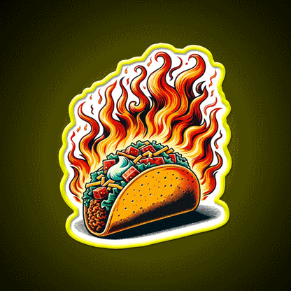 Mexican Taco On Fire Snack Food Led Neon Sign Rgb Color - Custom LED neon sign front view