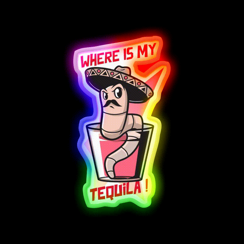 Mexican Worm Party Drink Tequila Led Neon Sign Rgb Color