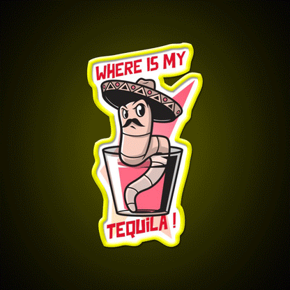 Mexican Worm Party Drink Tequila Led Neon Sign Rgb Color - Custom LED neon sign front view