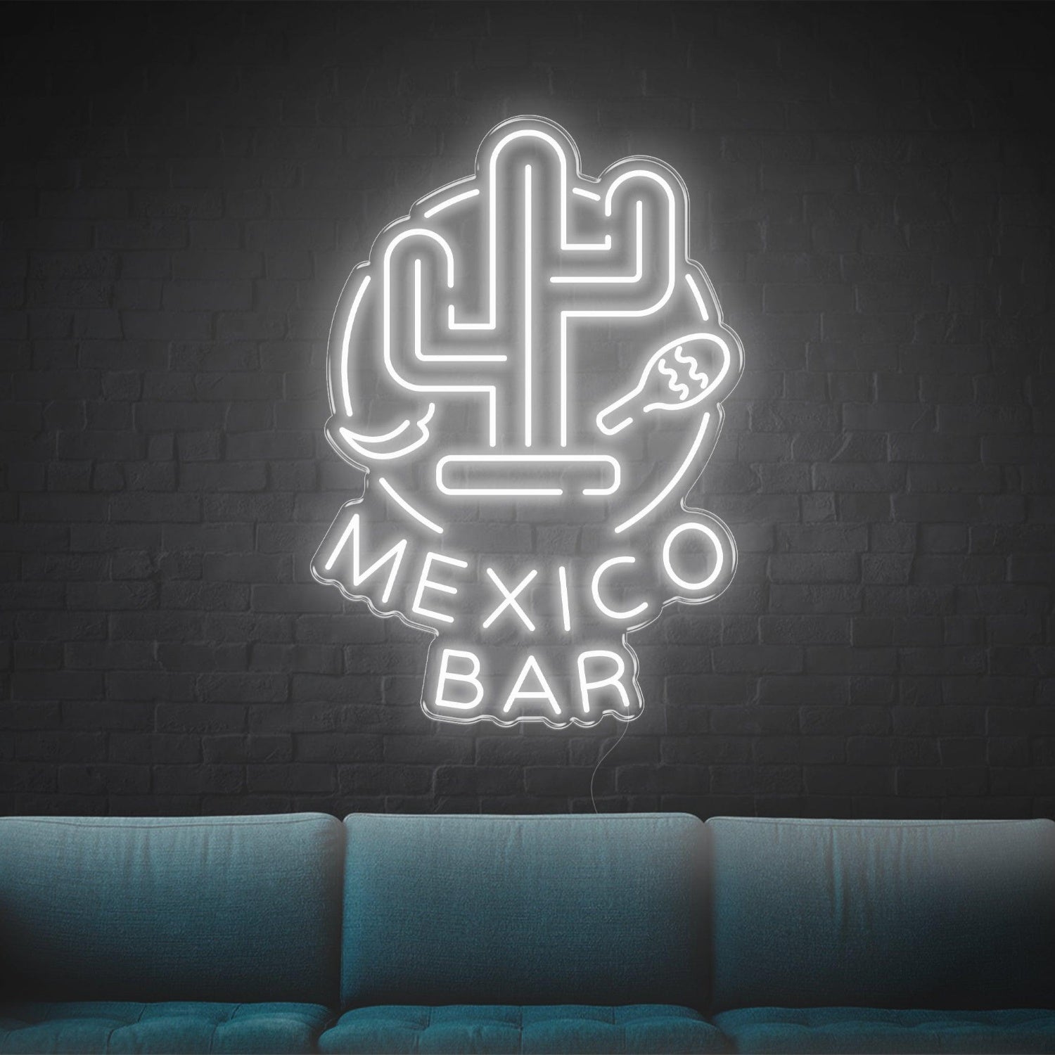 Mexico Bar White Cactus Taco Lemon Led Neon Sign For Lounge Decor | Shineneon