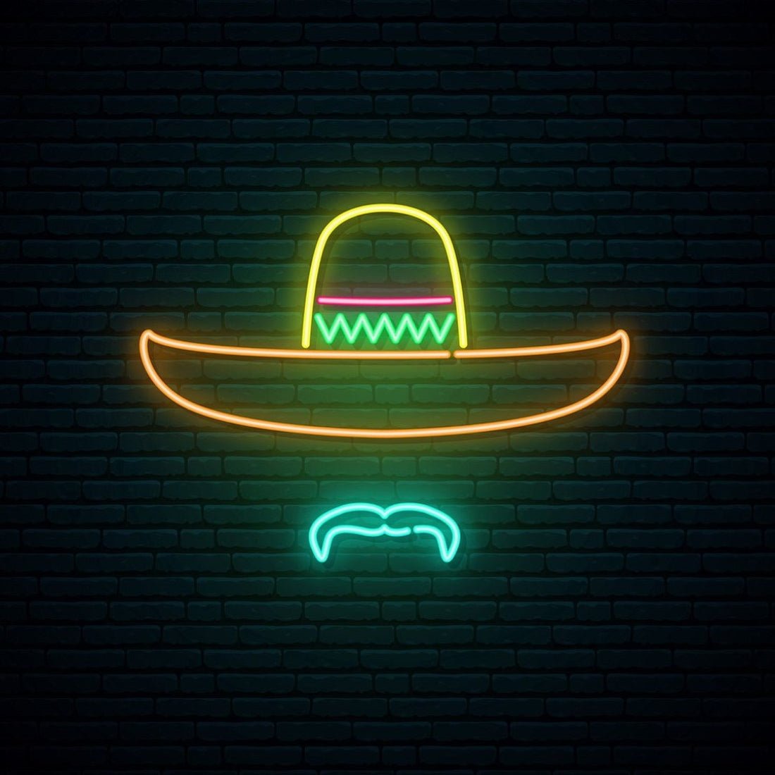 Mexico Sombrero Mustache Led Sign Business Neon Sign - Shineneon