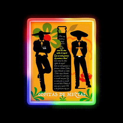 Mezcal Cups Party Drink Tequila Led Neon Sign Rgb Color - LED neon sign close-up detail