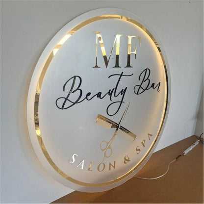 Mf Beauty Bar Acrylic Business Logo Sign - Shineneon