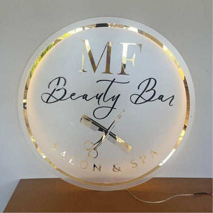 Mf Beauty Bar Acrylic Business Logo Sign - Shineneon