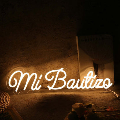 Mi Bautizqo Yellow Led Neon Sign - Shineneon
