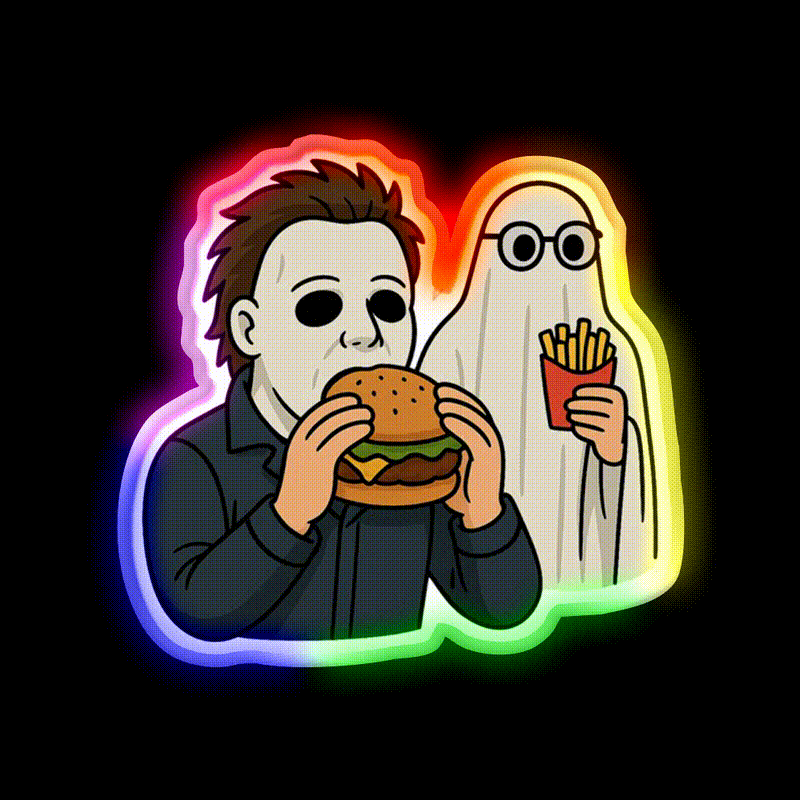 Michael Myers And Bob Fast Food Led Neon Sign For Burger Place Rgb Color - LED neon sign close-up detail