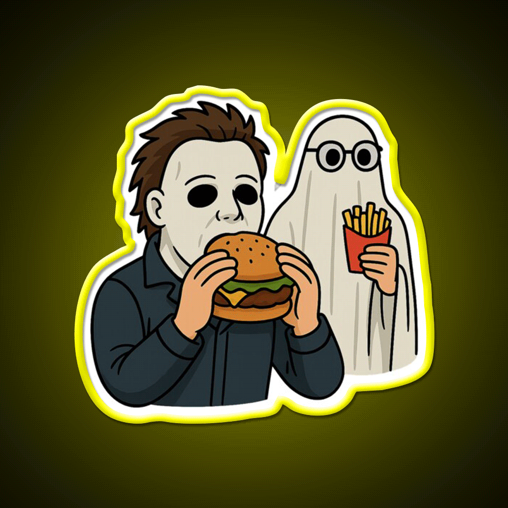 Michael Myers And Bob Fast Food Led Neon Sign For Burger Place Rgb Color - Custom LED neon sign front view