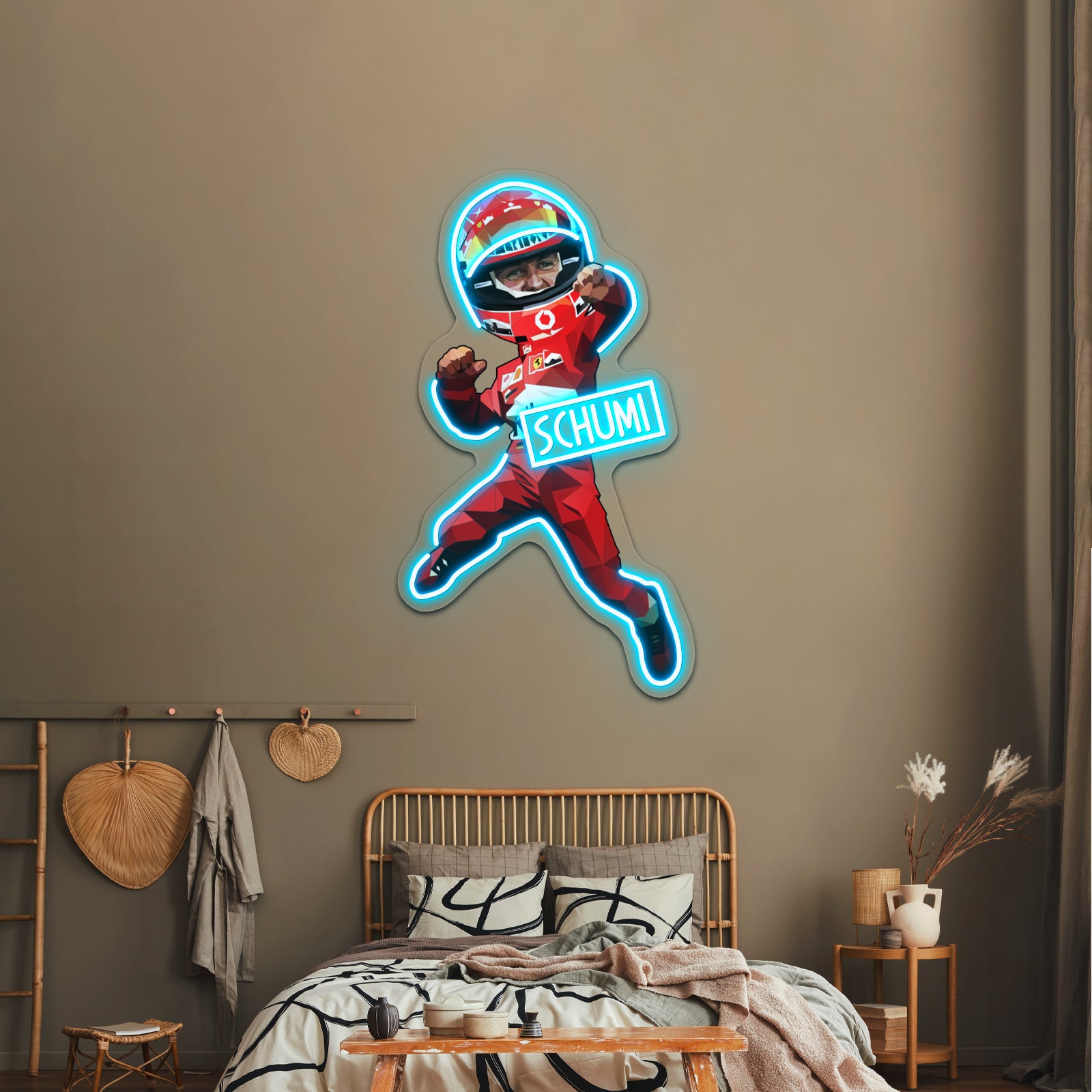 Michael Schumacher Pop Artwork Neon Wall Signs - Size and dimension reference