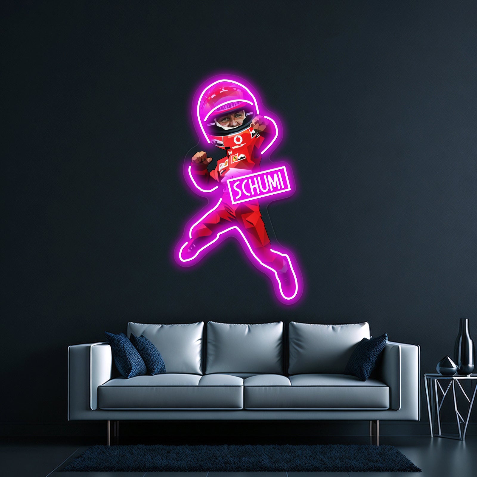 Michael Schumacher Pop Artwork Neon Wall Signs - LED neon sign close-up detail