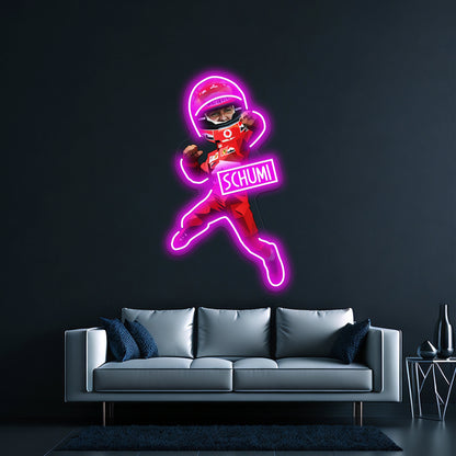 Michael Schumacher Pop Artwork Neon Wall Signs - LED neon sign close-up detail
