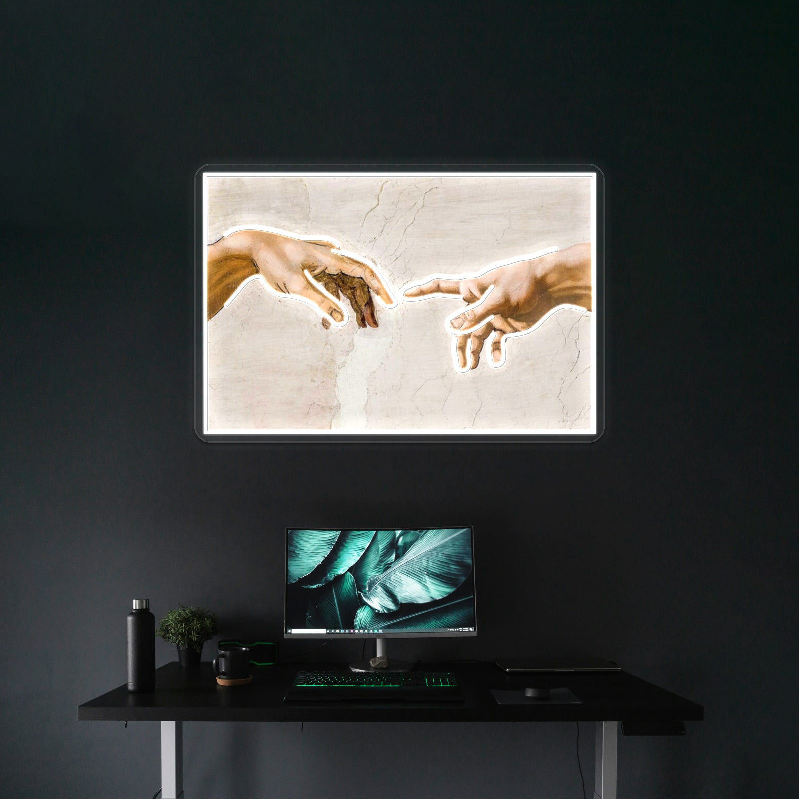 Michelangelo Hands Of God The Father And Adam Wall Artwork Neon Signs | Shineneon