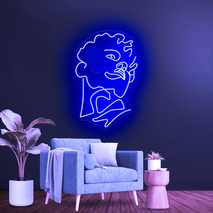 Michelangelos Statue Of David Line Art Wall Artwork Neon Signs