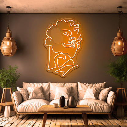 Michelangelos Statue Of David Line Art Wall Artwork Neon Signs