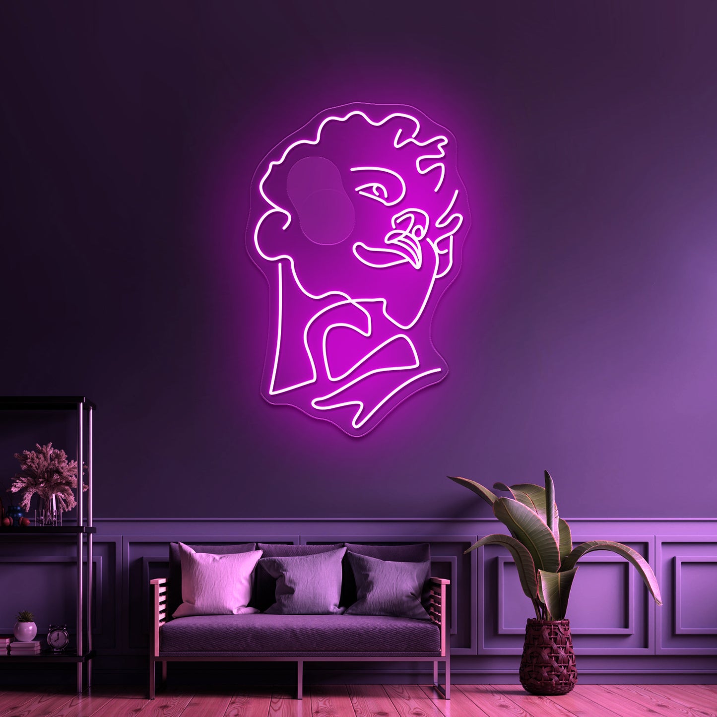 Michelangelos Statue Of David Line Art Wall Artwork Neon Signs