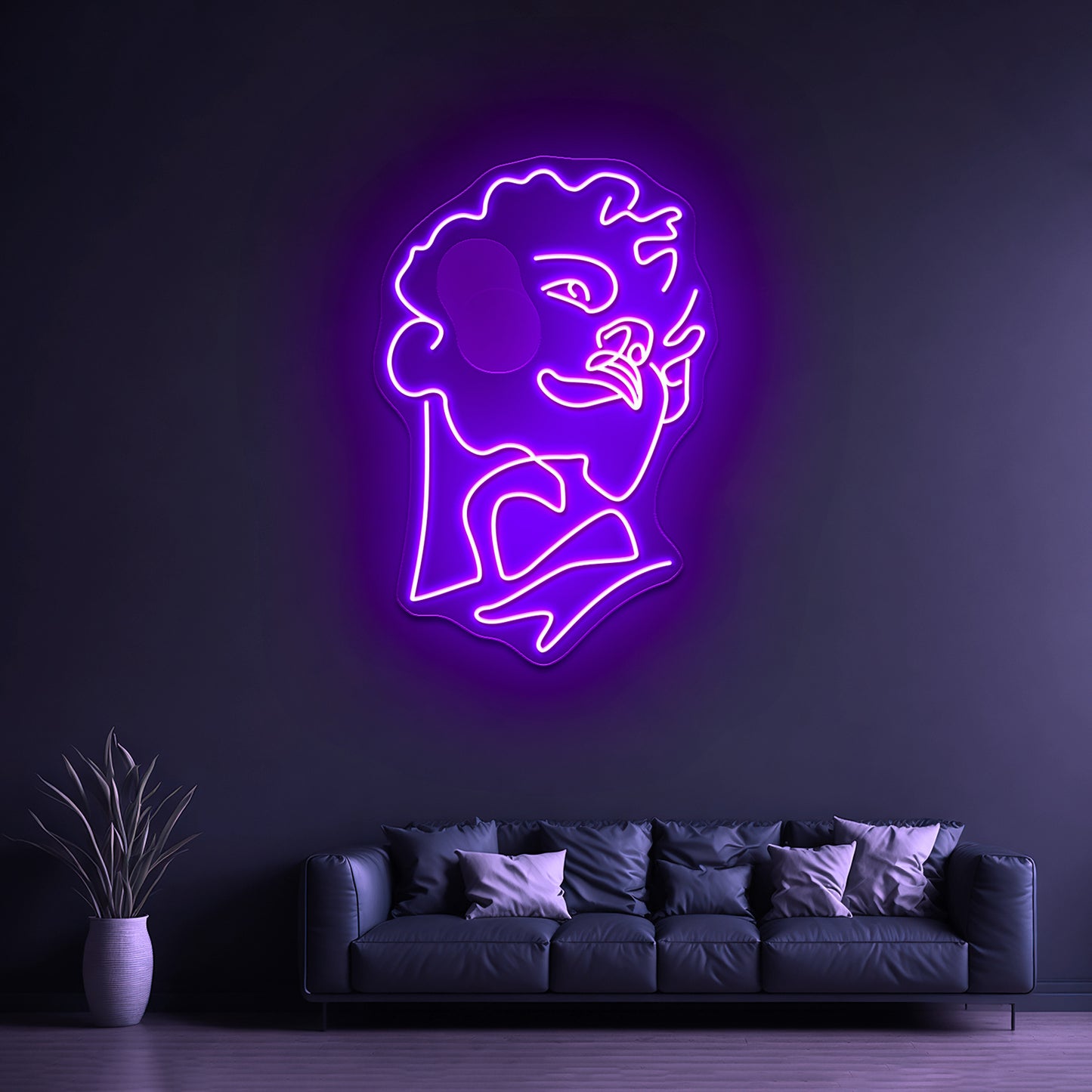 Michelangelos Statue Of David Line Art Wall Artwork Neon Signs