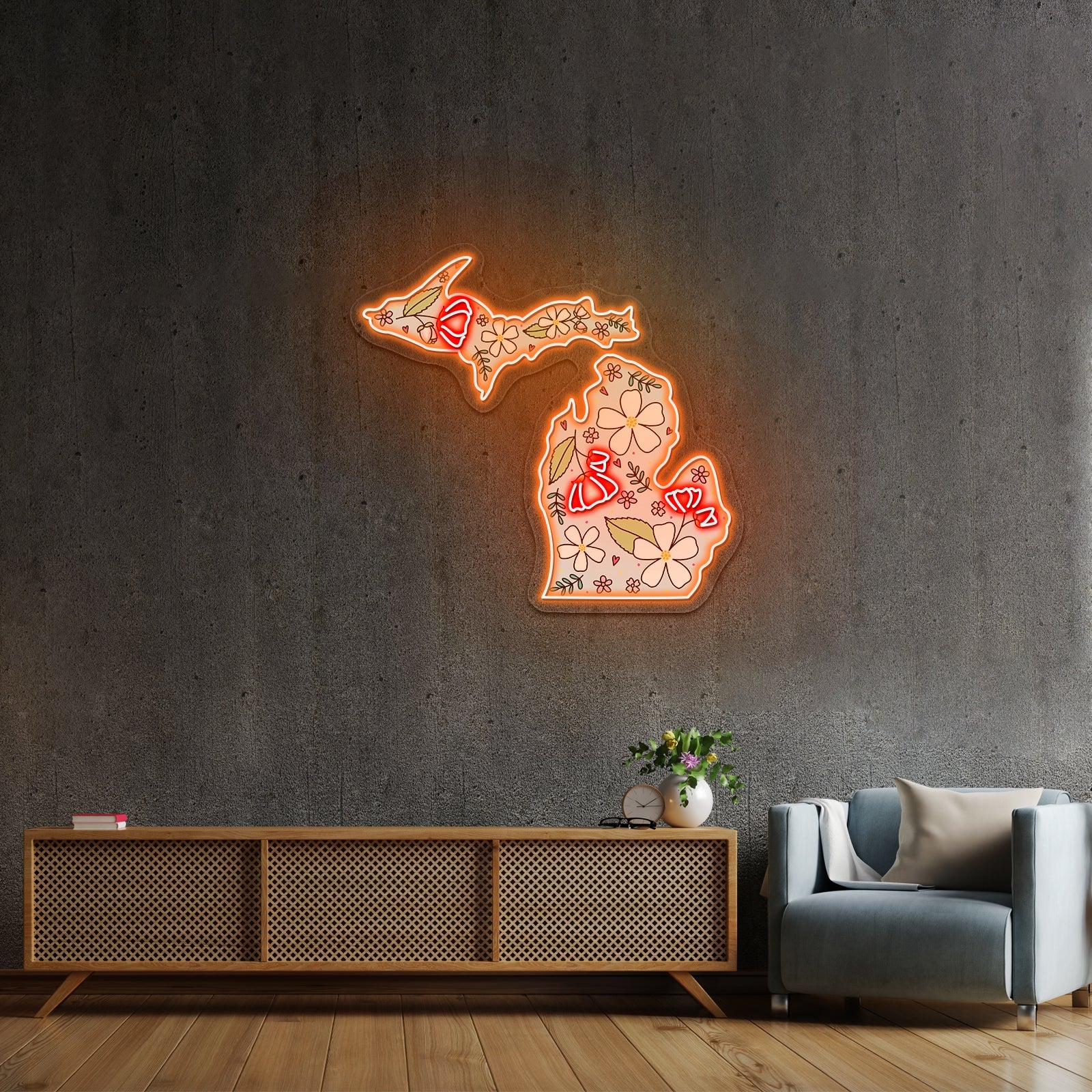 Michigan Floral Apple Blossom Artwork Wedding Signs - Shineneon