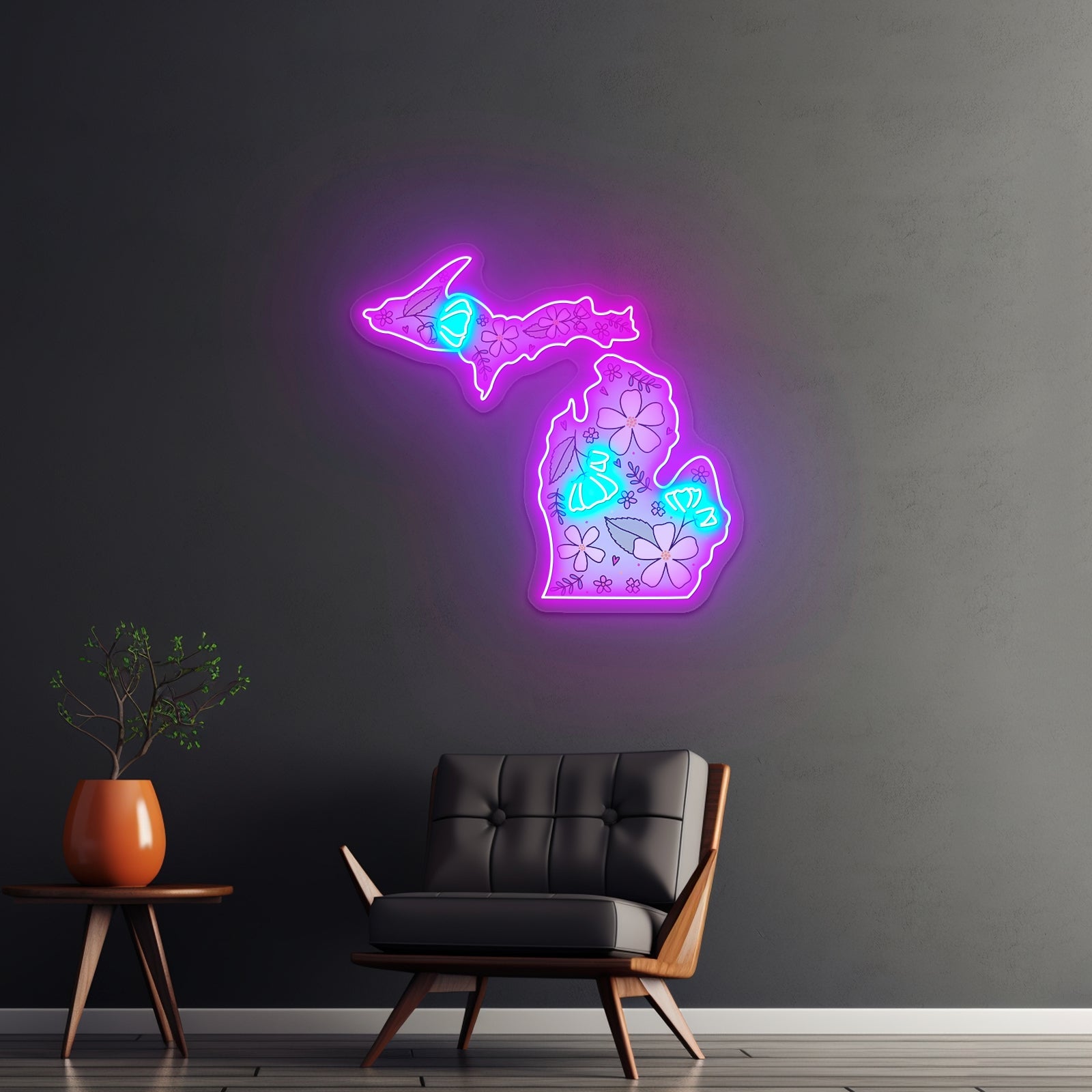 Michigan Floral Apple Blossom Artwork Wedding Signs - Shineneon