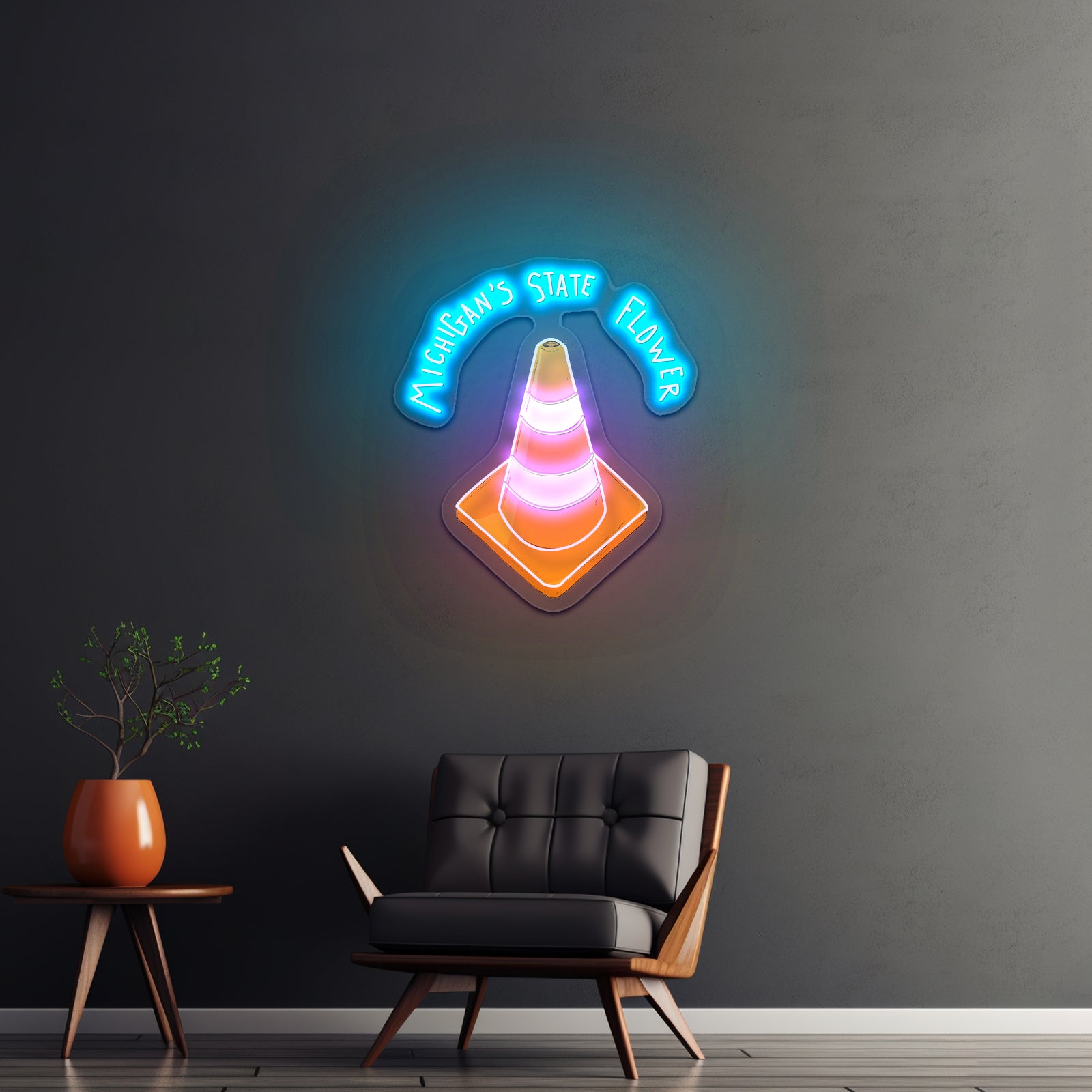 Michigan Flower Artwork Custom Neon Sign For Home Decor