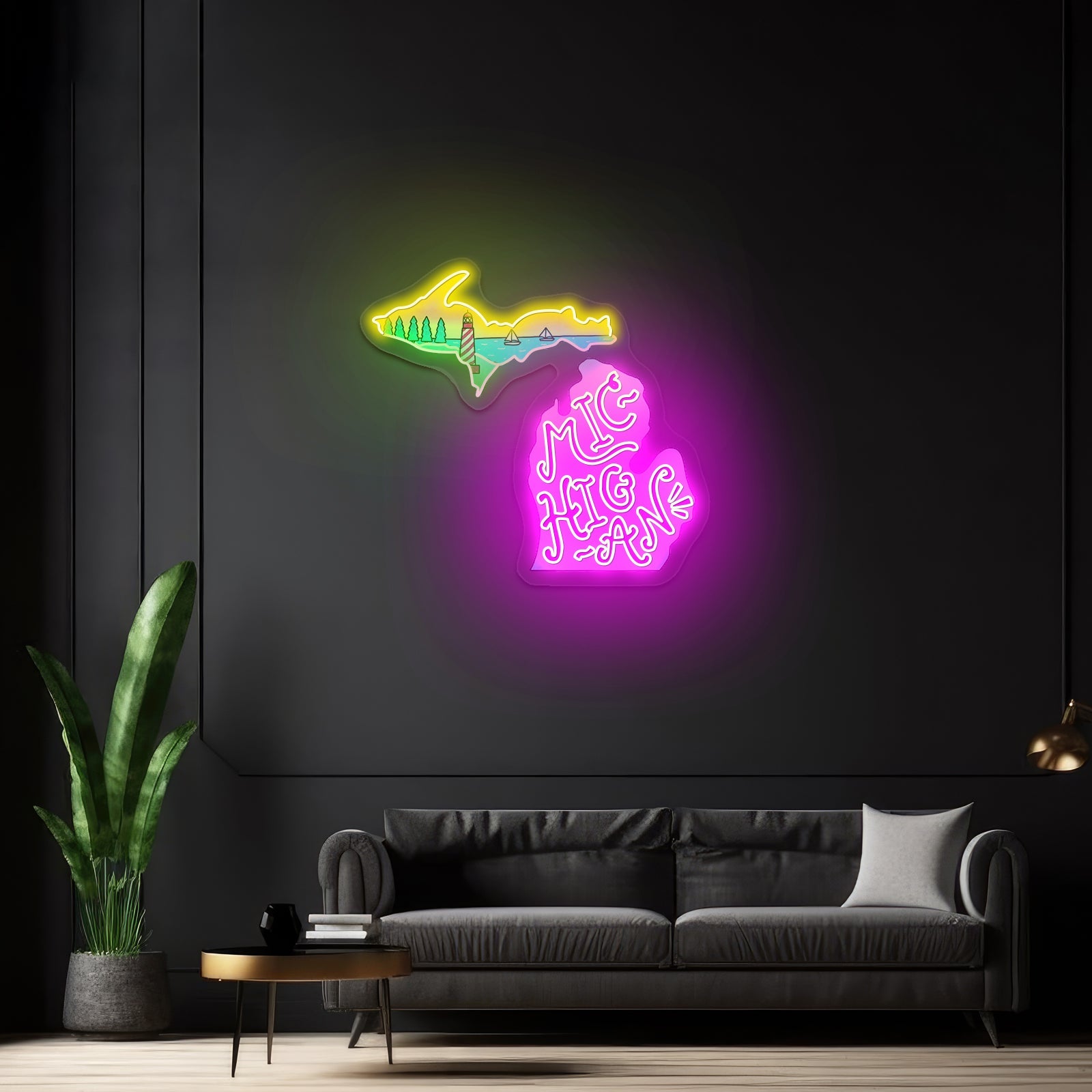 Michigan Lighthouse Artwork Led Signs - Shineneon