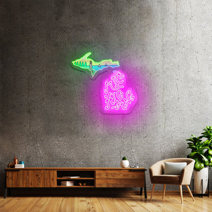 Michigan Lighthouse Artwork Led Signs