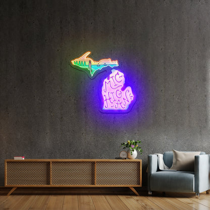 Michigan Lighthouse Artwork Led Signs