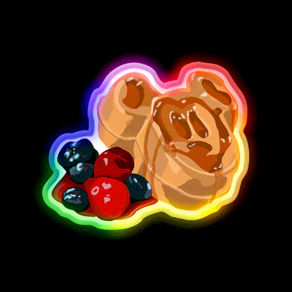 Mickey Waffle Snack Food Led Neon Sign Rgb Color - LED neon sign close-up detail