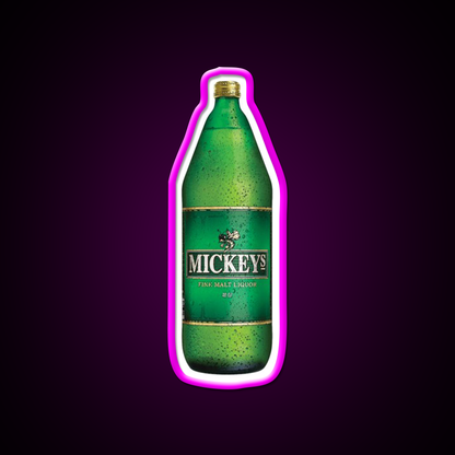 Mickeys 40Oz Beer Bar Decor Led Neon Sign Rgb Color - Neon sign mounted on wall in room