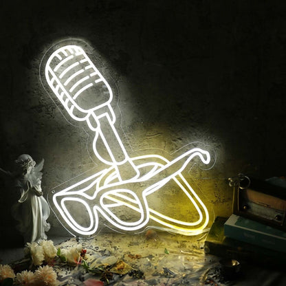 Microphone And Glasses Custom Led Neon Sign - Shineneon