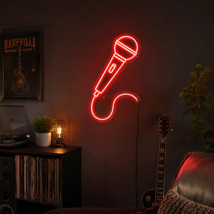 Microphone Outline Neon Sign LED Neon Sign real lifestyle scene
