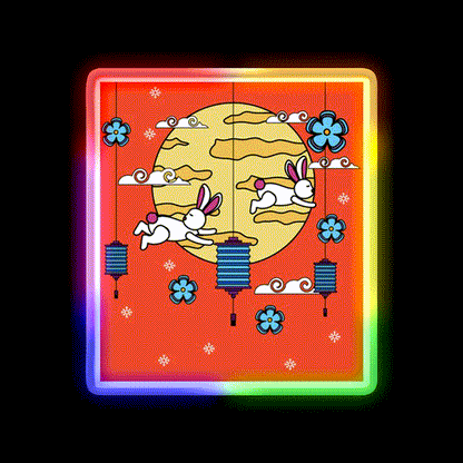 Mid Autumn Festival Autumn Vibes Led Neon Sign Chinese Food Rgb Color