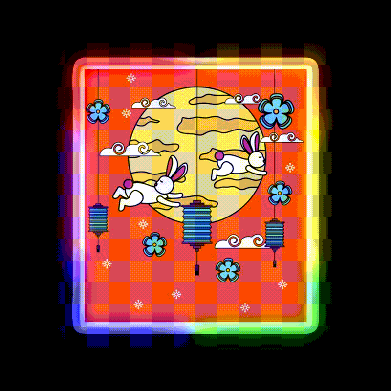 Mid Autumn Festival Autumn Vibes Led Neon Sign Chinese Food Rgb Color