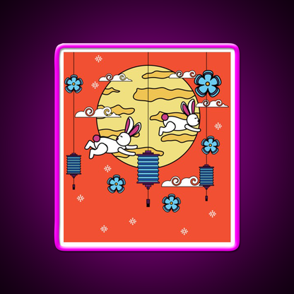 Mid Autumn Festival Autumn Vibes Led Neon Sign Chinese Food Rgb Color