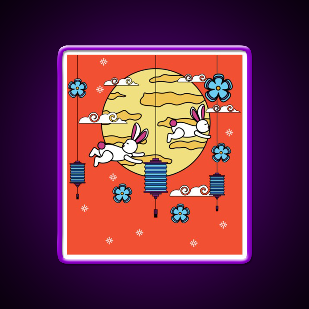 Mid Autumn Festival Autumn Vibes Led Neon Sign Chinese Food Rgb Color