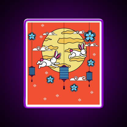 Mid Autumn Festival Autumn Vibes Led Neon Sign Chinese Food Rgb Color