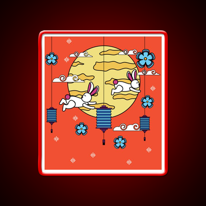 Mid Autumn Festival Autumn Vibes Led Neon Sign Chinese Food Rgb Color