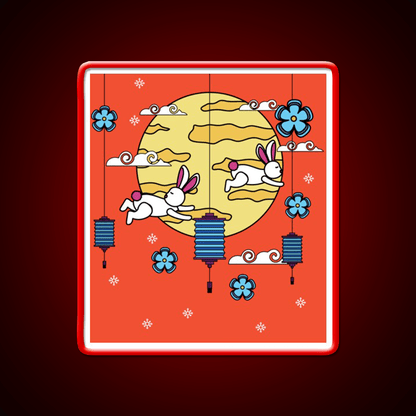 Mid Autumn Festival Autumn Vibes Led Neon Sign Chinese Food Rgb Color - Shineneon