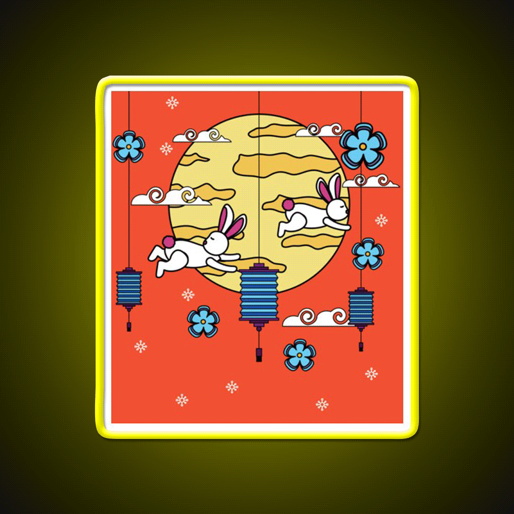 Mid Autumn Festival Autumn Vibes Led Neon Sign Chinese Food Rgb Color