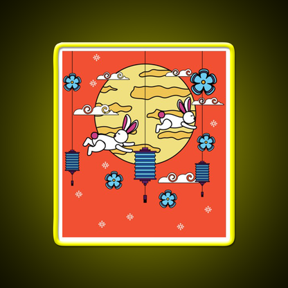 Mid Autumn Festival Autumn Vibes Led Neon Sign Chinese Food Rgb Color