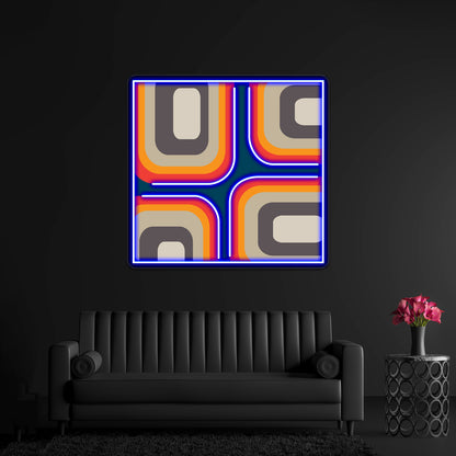 Mid Century Square Pattern Wall Artwork Neon Signs