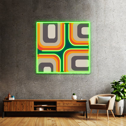 Mid Century Square Pattern Wall Artwork Neon Signs