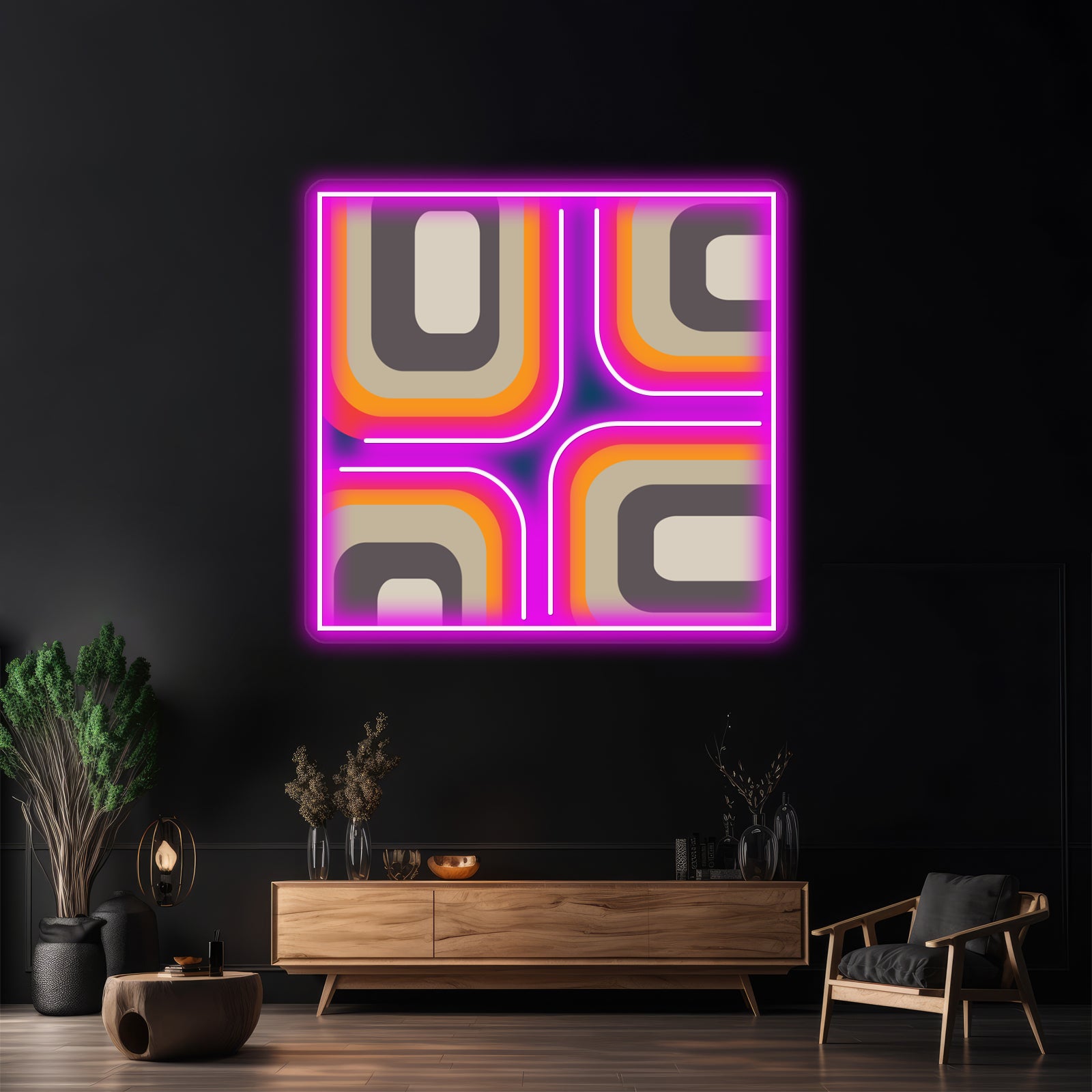 Mid Century Square Pattern Wall Artwork Neon Signs | Shineneon