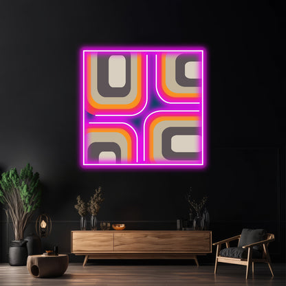 Mid Century Square Pattern Wall Artwork Neon Signs