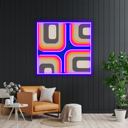 Mid Century Square Pattern Wall Artwork Neon Signs