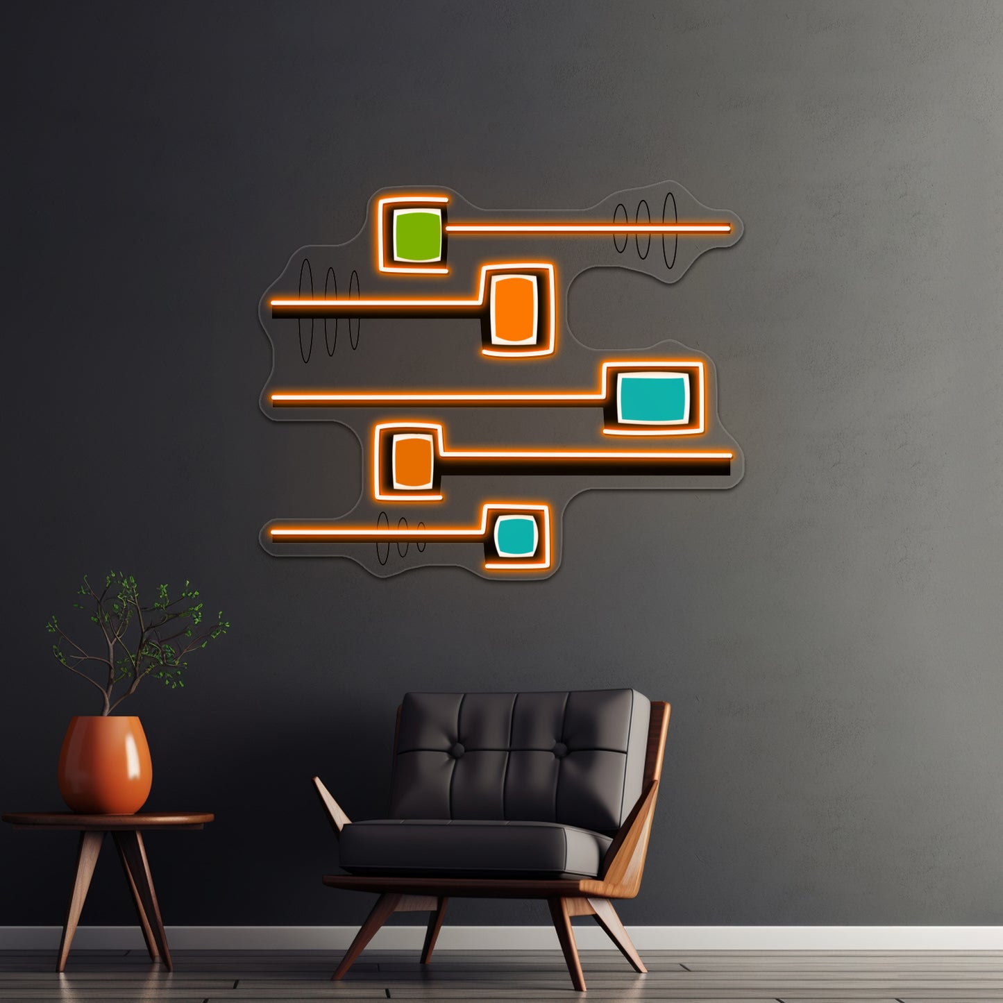 Midcentury Modern Abstract Wall Artwork Neon Signs