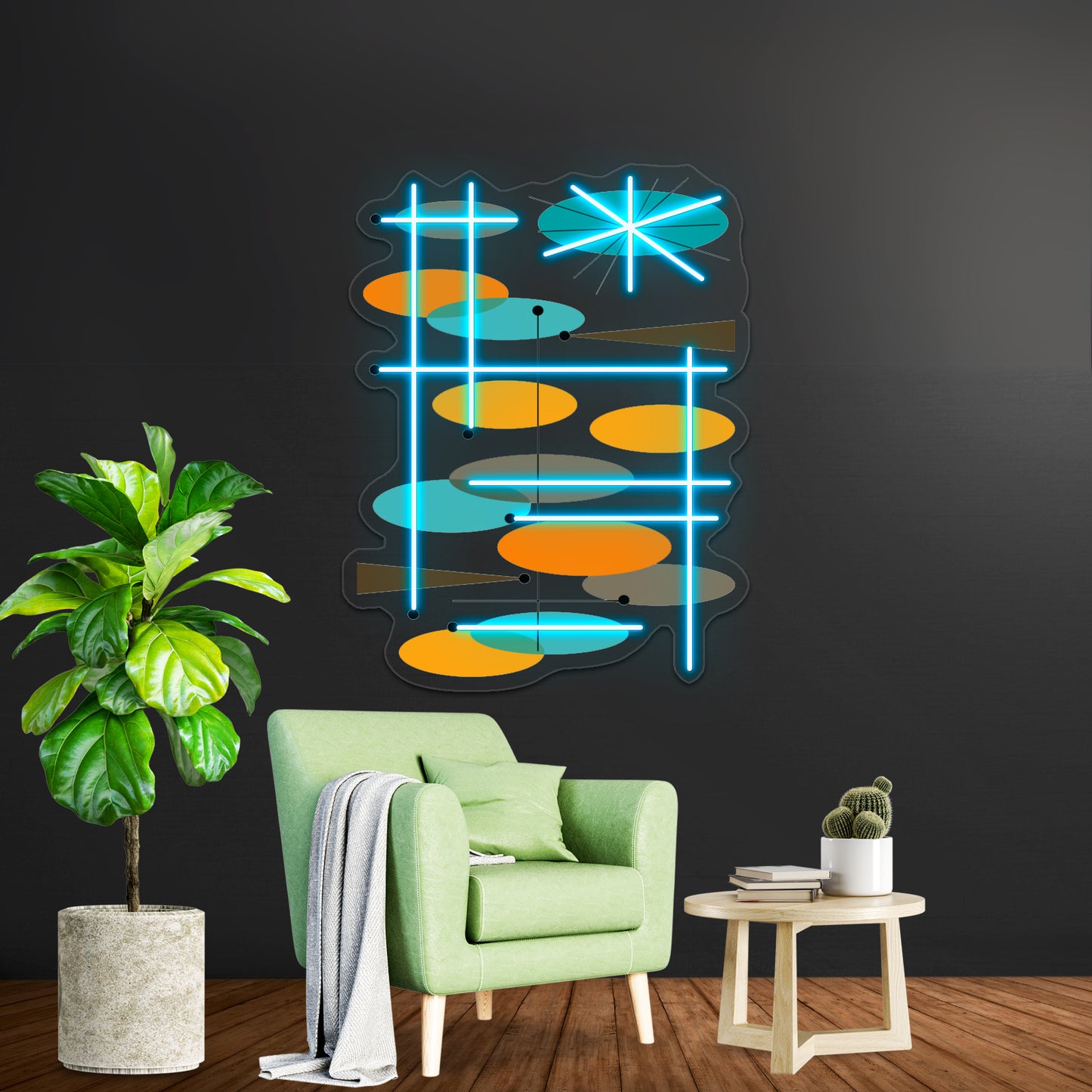 Midcentury Modern Ovals Iii Wall Artwork Neon Signs