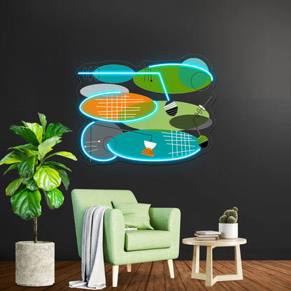 Midcentury Modern Ovals Wall Artwork Neon Signs